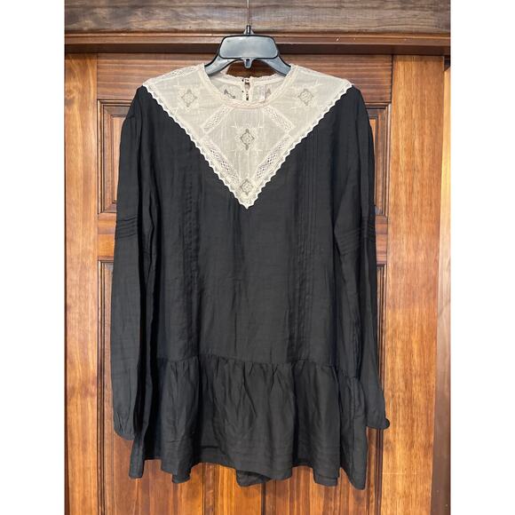 Free people Tops - Free People "Heart of Darkness" long-sleeve peplum blouse or tunic L